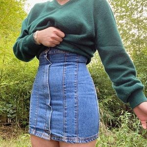 High waisted denim skirt